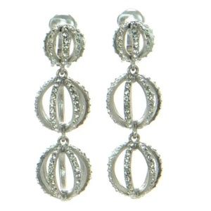 Oscar de la Renta Crystal Globe Triple-Drop Clip-On Earrings. NWOT